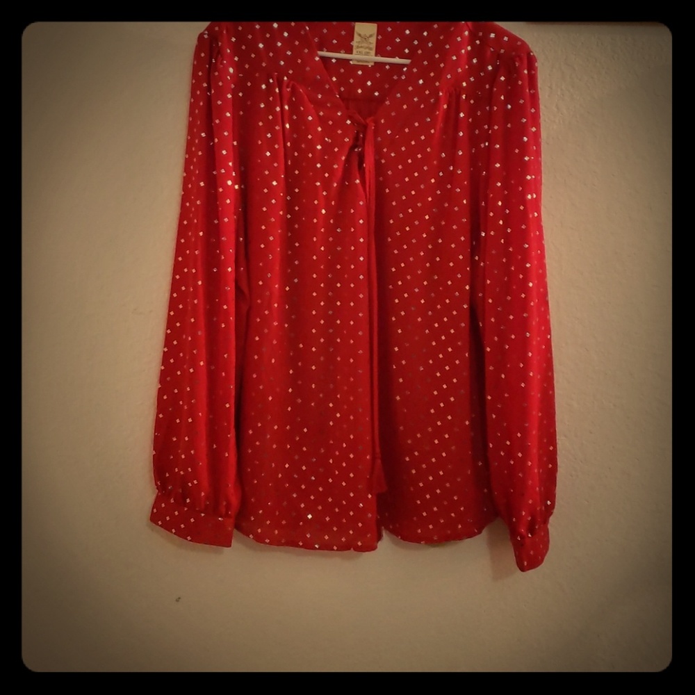 red holiday blouse
